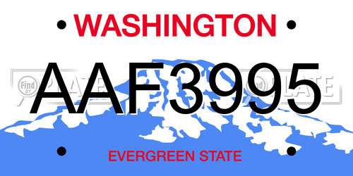 AAF3995 Washington License Plate