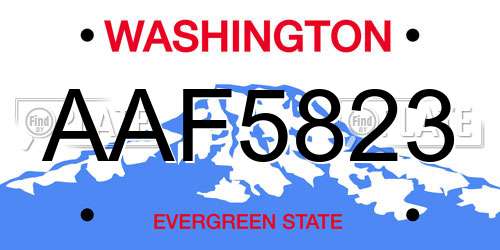 AAF5823 Washington License Plate