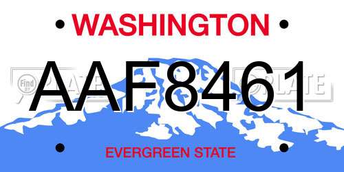 AAF8461 Washington License Plate