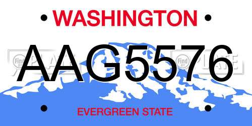 AAG5576 Washington License Plate