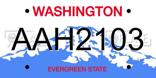 AAH2103 Washington License Plate