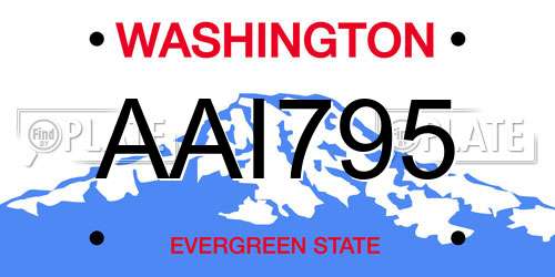 AAI795 Washington License Plate