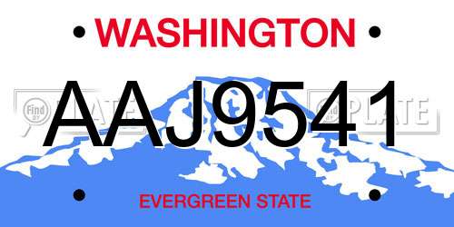 AAJ9541 Washington License Plate