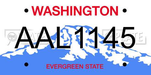 AAL1145 Washington License Plate