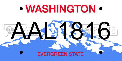 AAL1816 Washington License Plate