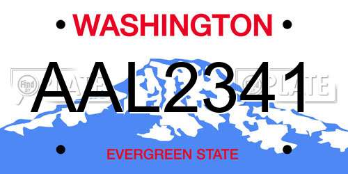 AAL2341 Washington License Plate