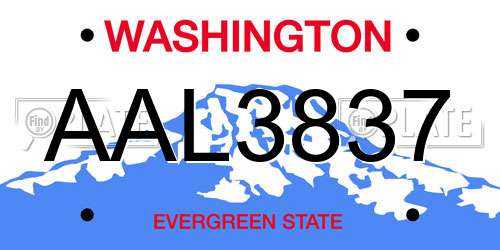 AAL3837 Washington License Plate
