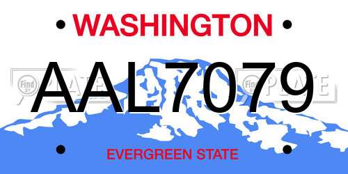 AAL7079 Washington License Plate