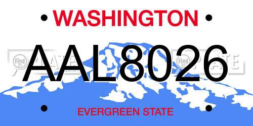 AAL8026 Washington License Plate