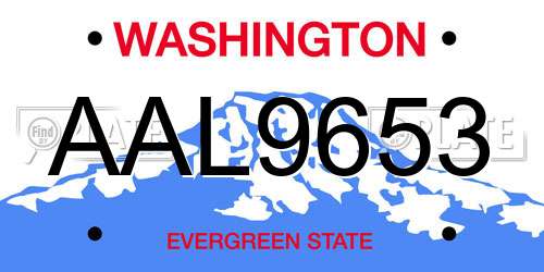 AAL9653 Washington License Plate