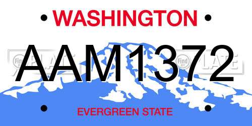 AAM1372 Washington License Plate
