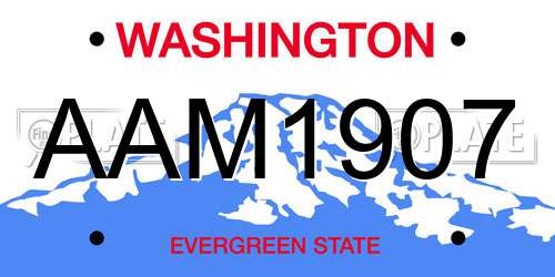 AAM1907 Washington License Plate
