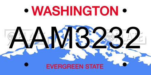 AAM3232 Washington License Plate