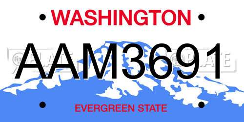 AAM3691 Washington License Plate