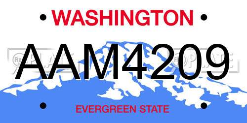 AAM4209 Washington License Plate