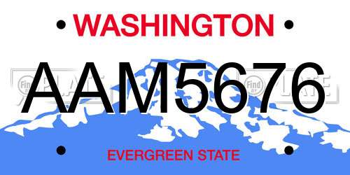 AAM5676 Washington License Plate