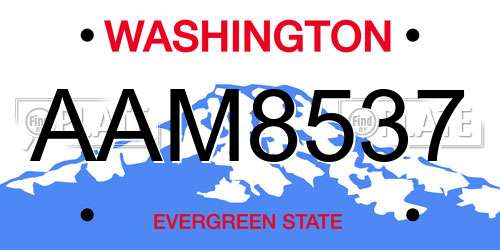 AAM8537 Washington License Plate