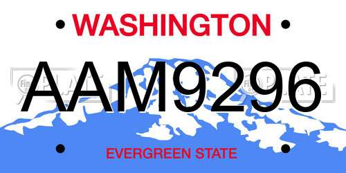 AAM9296 Washington License Plate