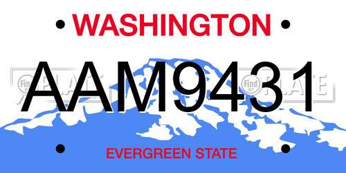 AAM9431 Washington License Plate