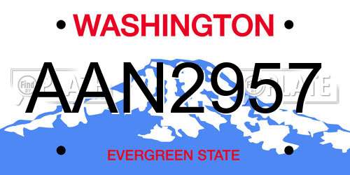 AAN2957 Washington License Plate