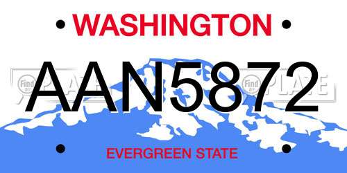 AAN5872 Washington License Plate
