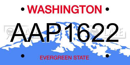 AAP1622 Washington License Plate