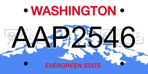 AAP2546 Washington License Plate