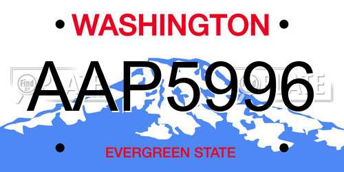 AAP5996 Washington License Plate
