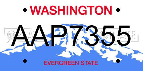 AAP7355 Washington License Plate