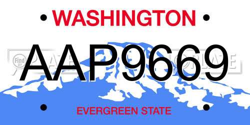 AAP9669 Washington License Plate