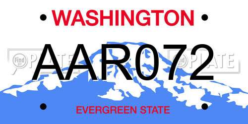 AAR072 Washington License Plate