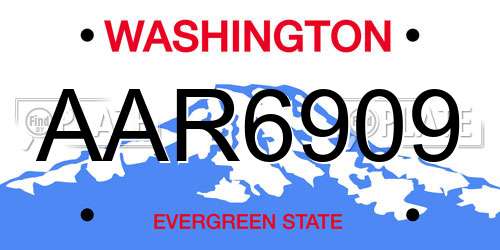 AAR6909 Washington License Plate