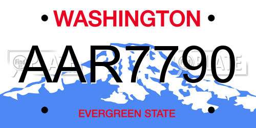 AAR7790 Washington License Plate