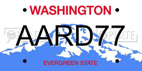 AARD77 Washington License Plate