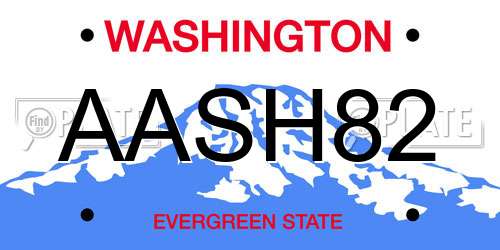 AASH82 Washington License Plate