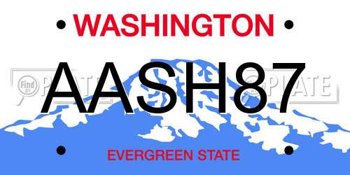 AASH87 Washington License Plate