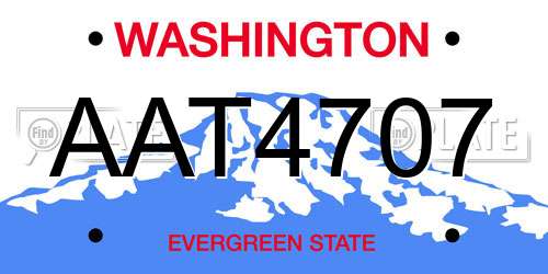 AAT4707 Washington License Plate
