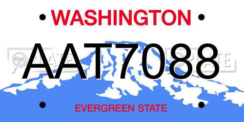 AAT7088 Washington License Plate