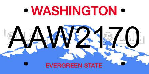 AAW2170 Washington License Plate