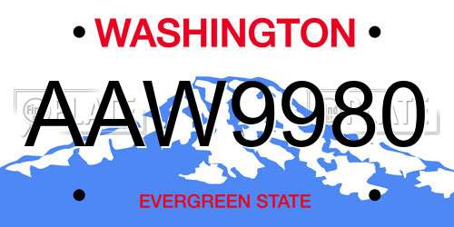 AAW9980 Washington License Plate