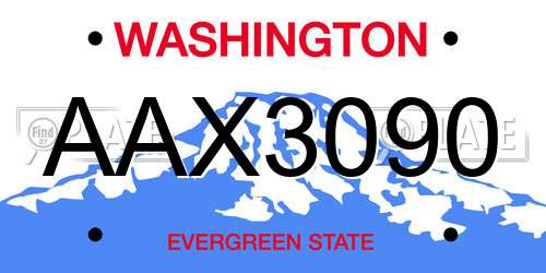 AAX3090 Washington License Plate