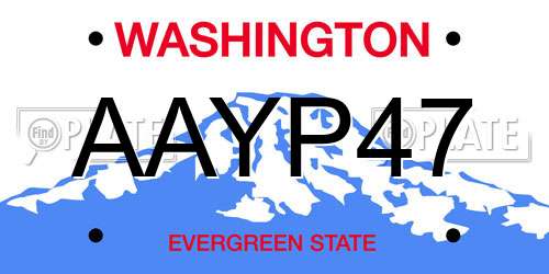 AAYP47 Washington License Plate