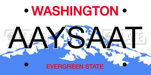 AAYSAAT Washington License Plate