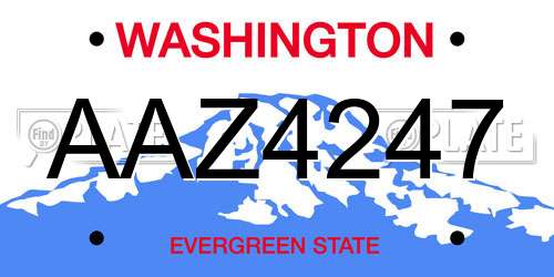 AAZ4247 Washington License Plate