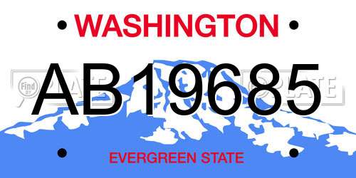 AB19685 Washington License Plate