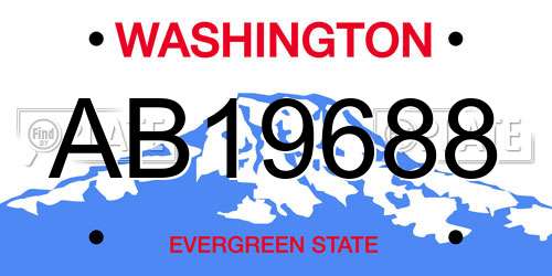 AB19688 Washington License Plate