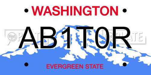 AB1T0R Washington License Plate