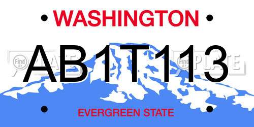 AB1T113 Washington License Plate
