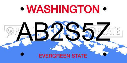 AB2S5Z Washington License Plate