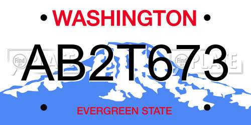 AB2T673 Washington License Plate